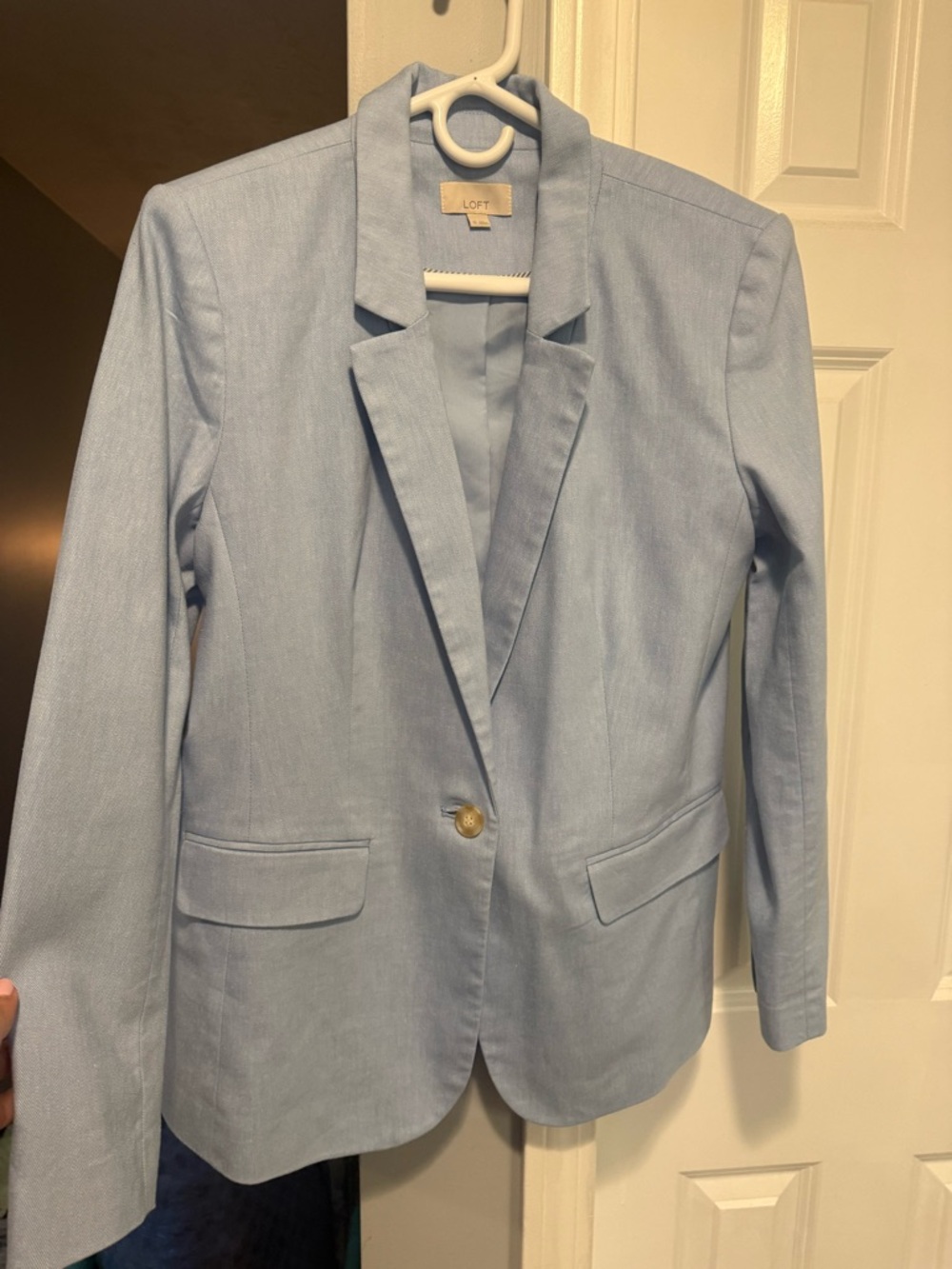 LOFT Light Blue Single-Button Blazer